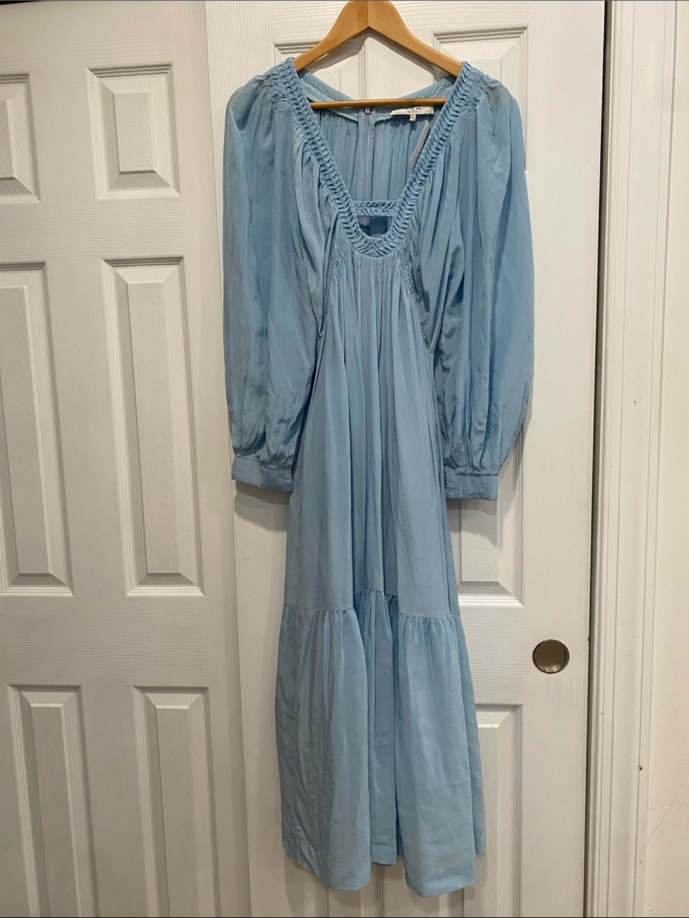 Sea New York Powder Blue Braided V-Neck Maxi Dress